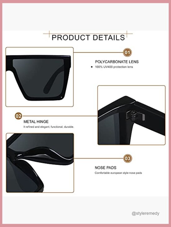 Square Oversized Sunglasses Flat Top Shield UV Protection Rimless main image 5